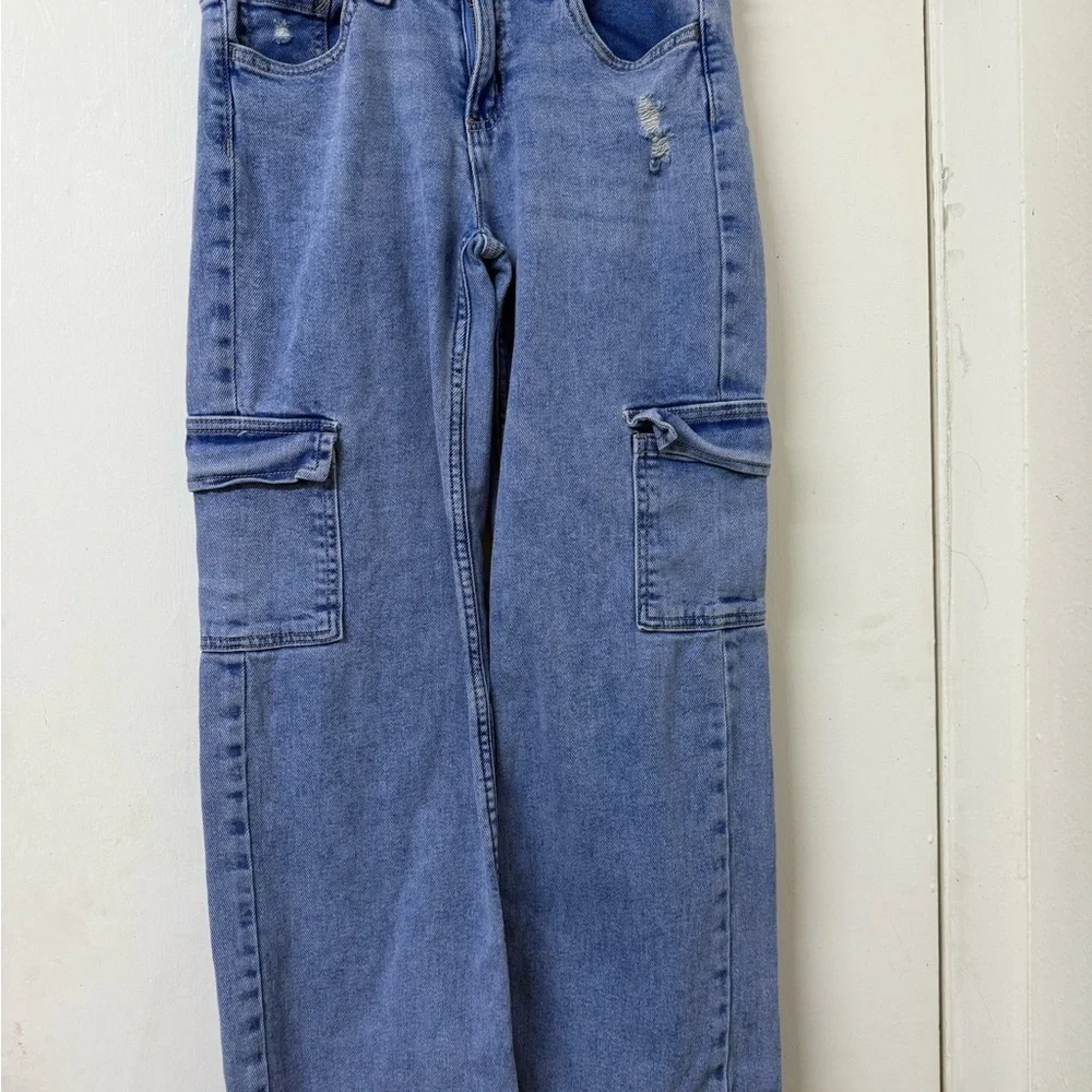 Justice Kids Blue Relaxed Cargo Jeans